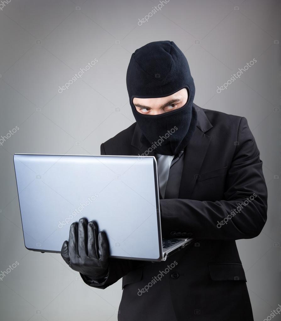 White Mask Of A Computer Hacker Isolated On White Stock Photo