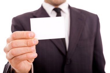 iş kartı, yakın çekim gösterilen takım elbiseli bir adam iş