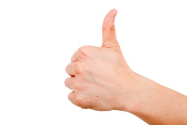 men's hand make thumbs up isolated over white clipart