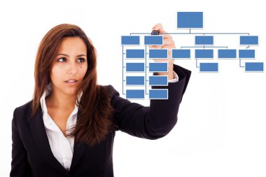 çizim, üzerinde beyaz izole genç iş kadını