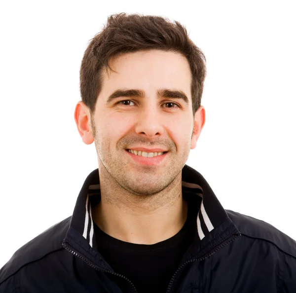 Retrato de hombre casual joven aislado sobre fondo blanco — Foto de Stock