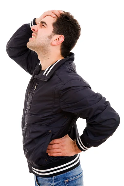 Un hombre con dolor de cabeza. Aislado sobre fondo blanco . —  Fotos de Stock