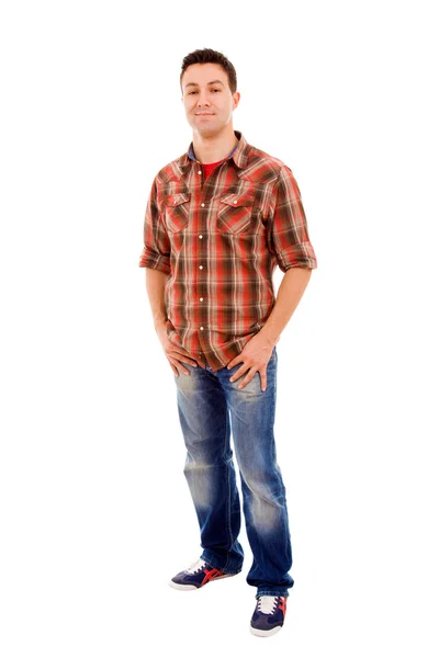 Young casual man full body in a white background — Stock Photo, Image