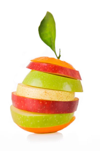 Fresh mixed fruit on white background — Stock Photo, Image