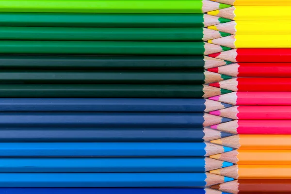 Colour pencils in arrangement close up — Stock Photo, Image