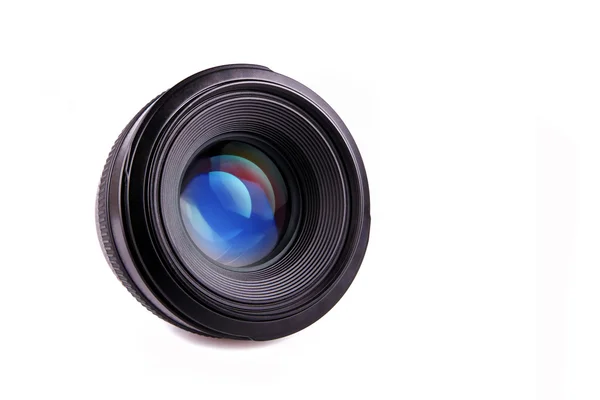 Kameralinse blau auf weißem Hintergrund — Stockfoto