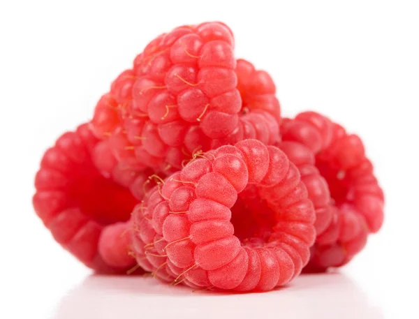 Ripe red raspberry on white — Stock Photo, Image