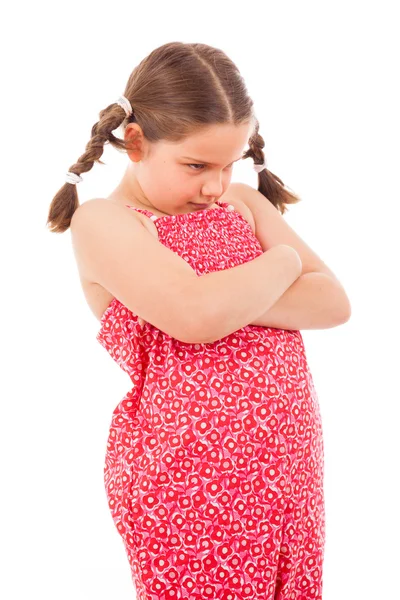 Angry little girl on white background Stock Image