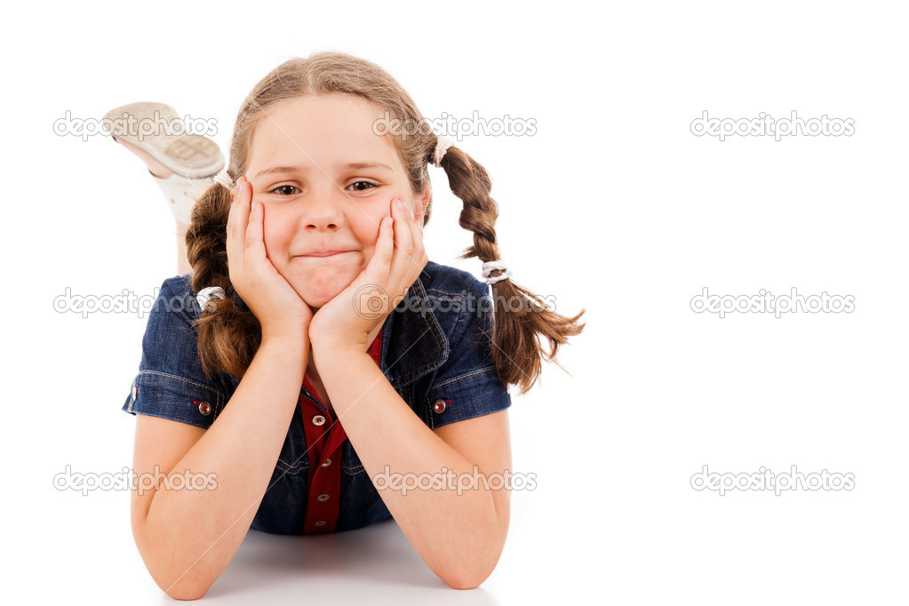 Portrait of a beautiful little girl, isolated on white