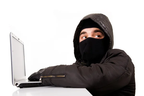 Computer Hacker, isolato su sfondo bianco — Foto Stock