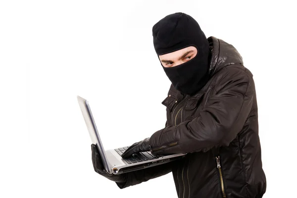 Computer Hacker, isolato su sfondo bianco — Foto Stock