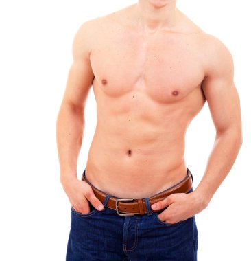 bir adamın arka planda izole kas gövde