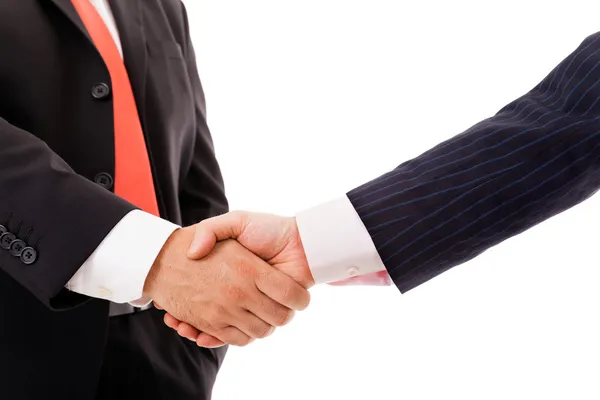 Closeup picture of businesspeople shaking hands, making an agree — Stock Photo, Image