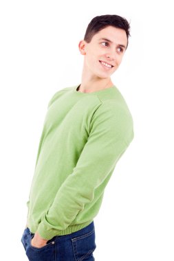 Beyaz arka plan üzerinde izole yakışıklı genç portresi