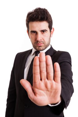 işadamı stop, beyaz izole gösteren takım