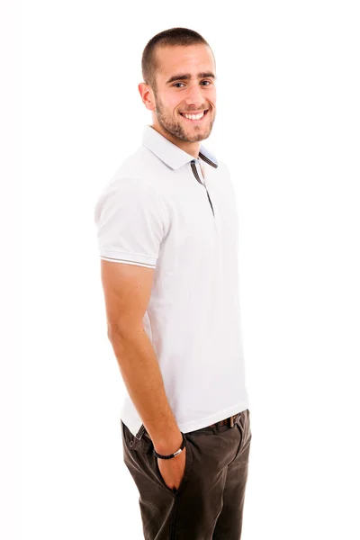 Young casual man portrait isolated on white background — Stock Photo, Image