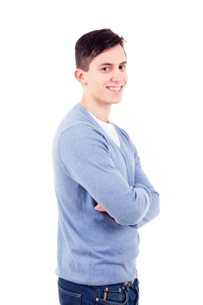 Retrato de hombre casual joven sobre fondo blanco — Foto de Stock