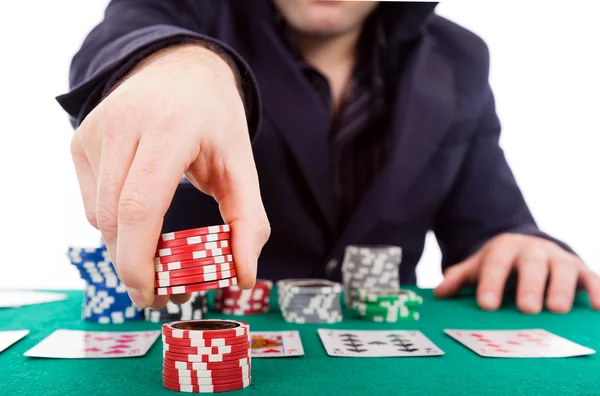 Poker player isolated on white background — Stock Photo, Image