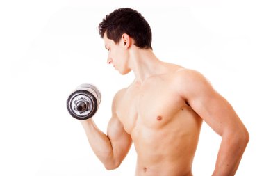 kaslı adam lilifting ağırlıkları ve onun pazı, isol eğitim uygun