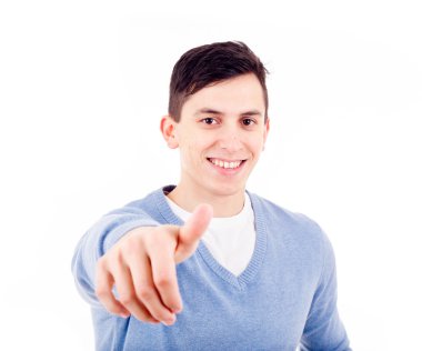 beyaz zemin üzerine genç casual adam Yaşasın