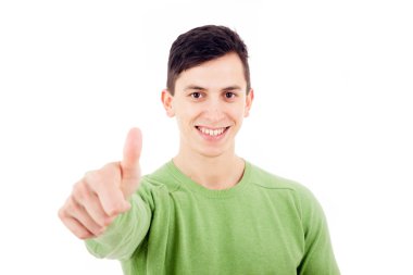 Genç casual adam Yaşasın, izole üzerinde beyaz arka plan