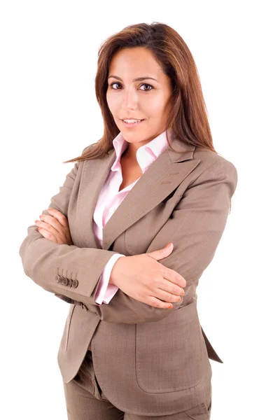 Retrato de una joven atractiva mujer de negocios, aislada en blanco —  Fotos de Stock