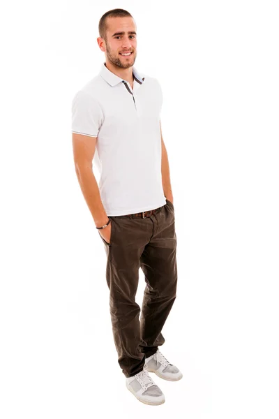 Young casual man full body in a white background — Stock Photo, Image