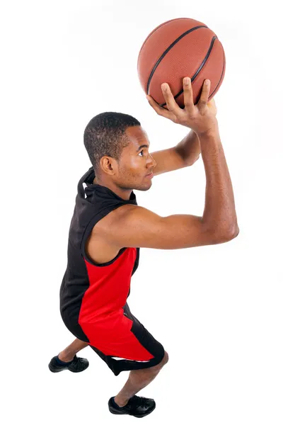 篮球运动员隔离在白色背景 — 图库照片