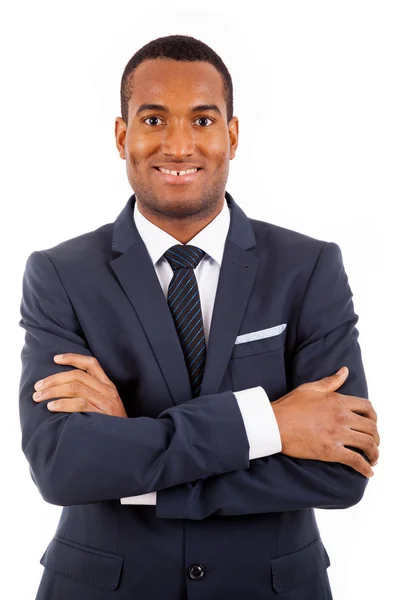 Retrato de un hombre de negocios afroamericano sonriente contra Whit —  Fotos de Stock