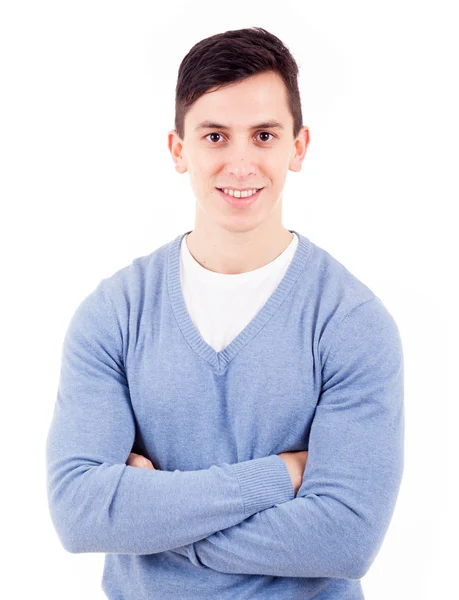 Jovem homem casual retrato, isolado no fundo branco — Fotografia de Stock