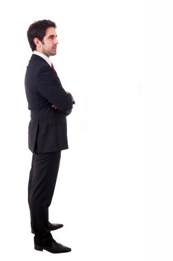 genç iş adamı tam vücut standind beyaz backgrou izole