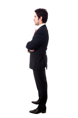 yan profil, genç iş adamı. tam uzunlukta, izole
