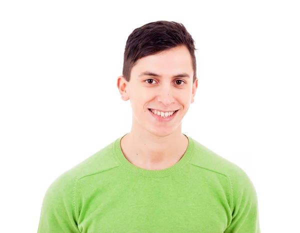 Retrato de homem sorridente feliz, isolado em branco — Fotografia de Stock