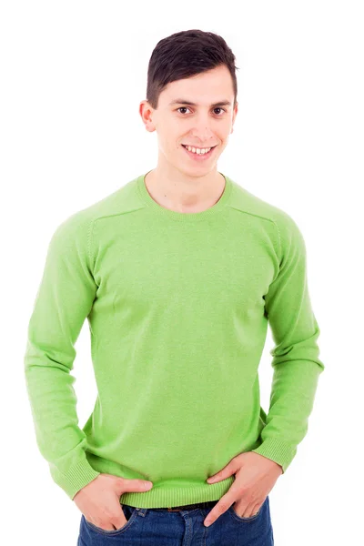 Retrato de hombre feliz sonriente, aislado en blanco —  Fotos de Stock