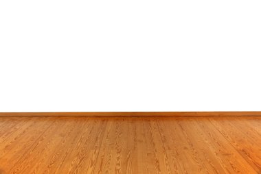 Boş beyaz duvar ve ahşap zemin ile Galeri iç