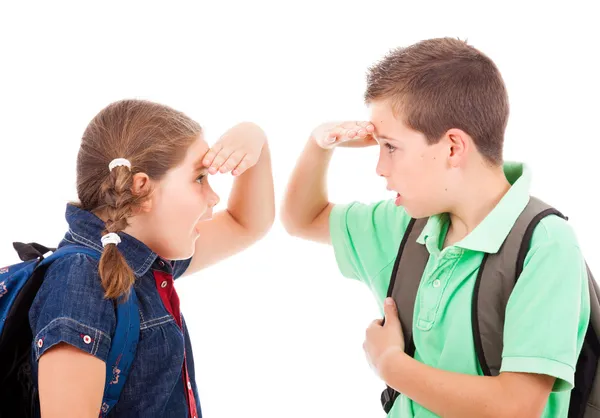 Niños de la escuela aislados sobre fondo blanco — Foto de Stock