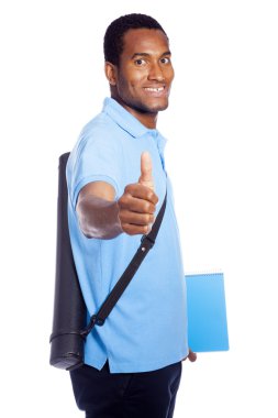 -Afrika kökenli Amerikalı öğrenci Yaşasın izole üzerinde beyaz backg