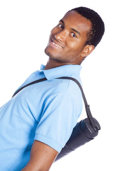 African American student thumbs up - isolated over a white backg — Stock Photo, Image