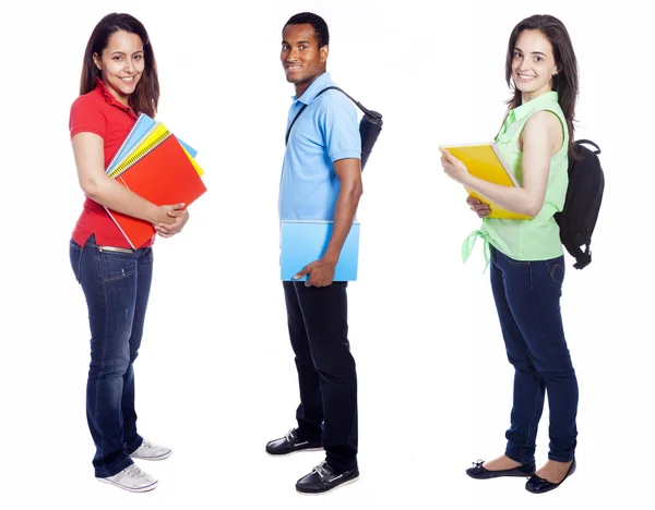 Group of college students on white background — Stock Photo, Image