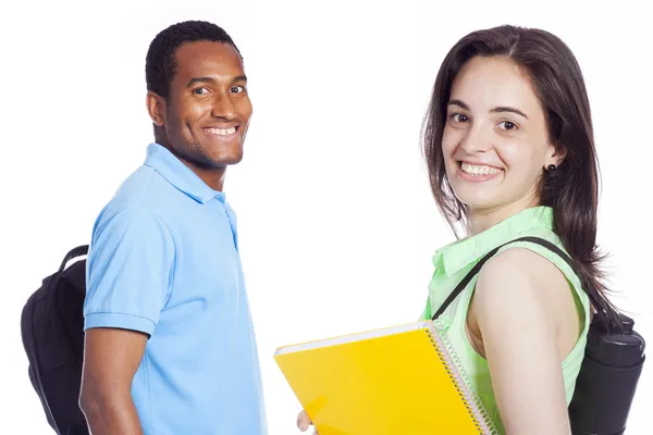 College students on white background — Stock Photo, Image