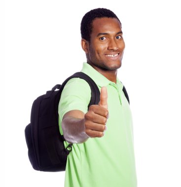 Afrika kökenli Amerikalı öğrenci başparmak yukarı