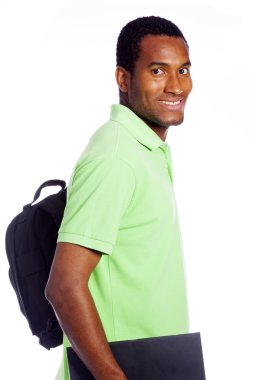 gülen - beyaz bir arka plan üzerinde izole bir öğrenci portresi