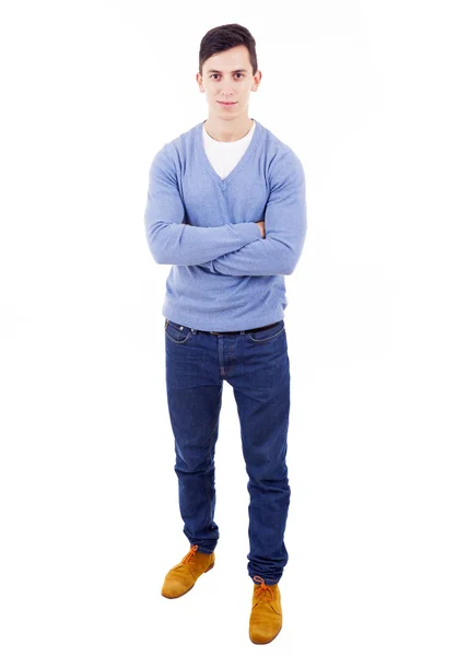 Young casual man full body in a white background — Stock Photo, Image