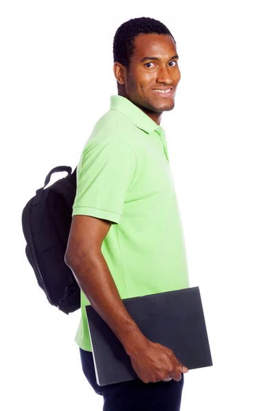 Jovem estudante sorrindo - isolado sobre um fundo branco — Fotografia de Stock