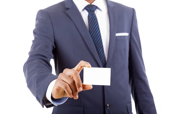 Επιχειρηματίας που δείχνει επαγγελματική κάρτα — Φωτογραφία Αρχείου