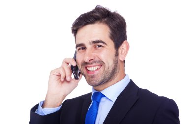 beyaz izole telefonda konuşan adam yakışıklı iş