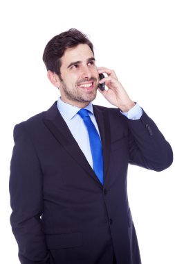 telefonda konuşurken yakışıklı iş adamı