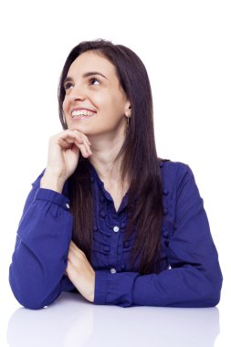 bakılması WHI izole, düşünceli, genç güzel kadın