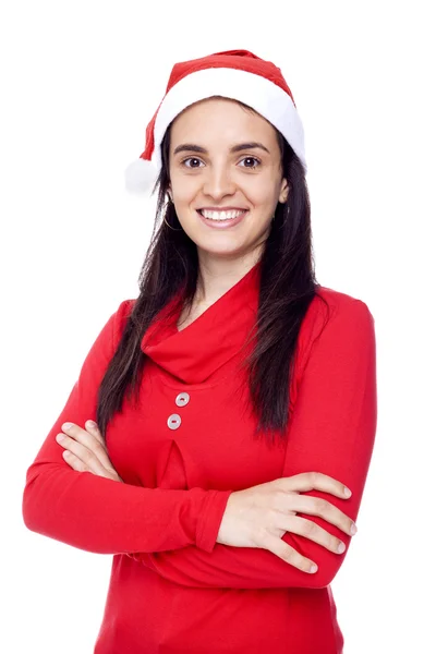 Santa girl izolovaných na bílém pozadí — Stock fotografie