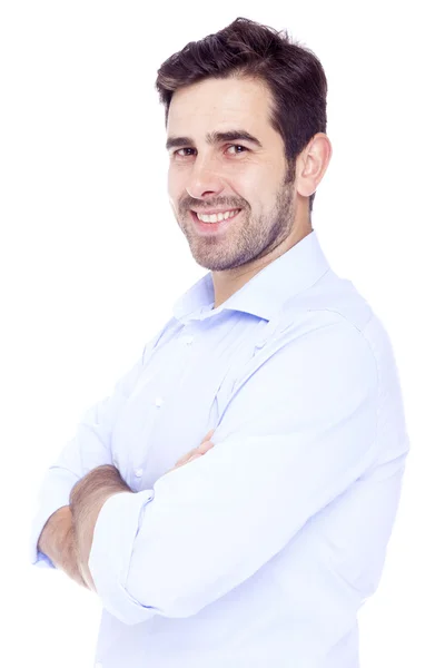 Handsome latin man smiling with satisfaction — Stock Photo, Image